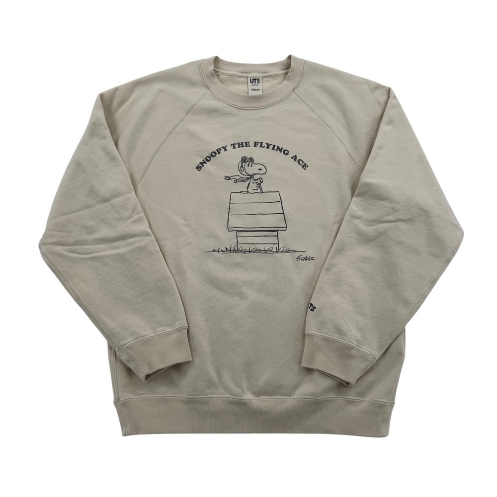 Uniqlo UT Peanuts Snoopy The Flying Ace Sweatshirt Beige Tan Unisex Size L